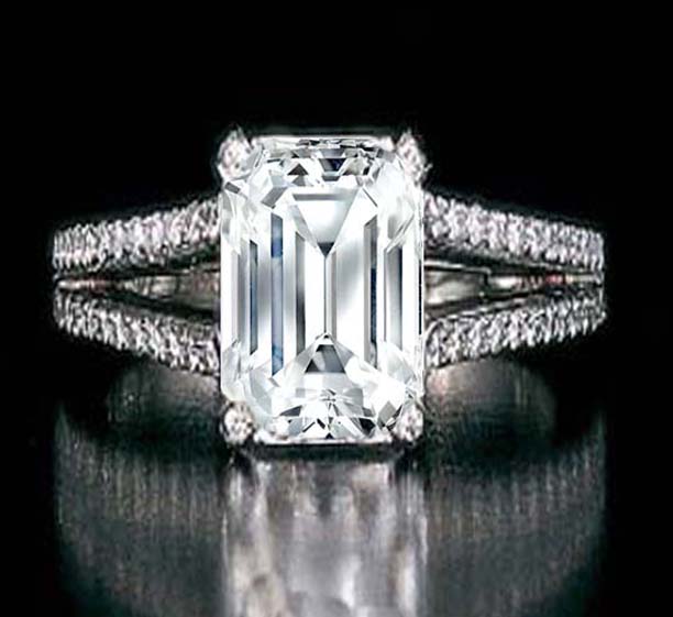 SHE FASHION CLUB Emerald  Cut  Diamond Engagement  Rings 
