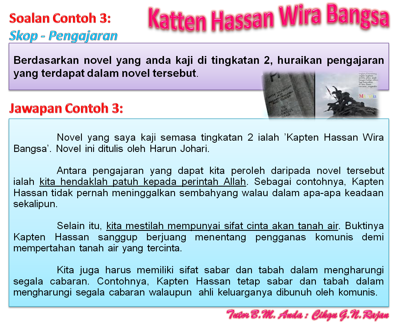 Contoh Soalan Novel Pt3 Bahasa Inggris - Persoalan x