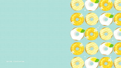 【レモンドーナツ】スイーツのおしゃれでシンプルかわいいイラストPC壁紙・背景