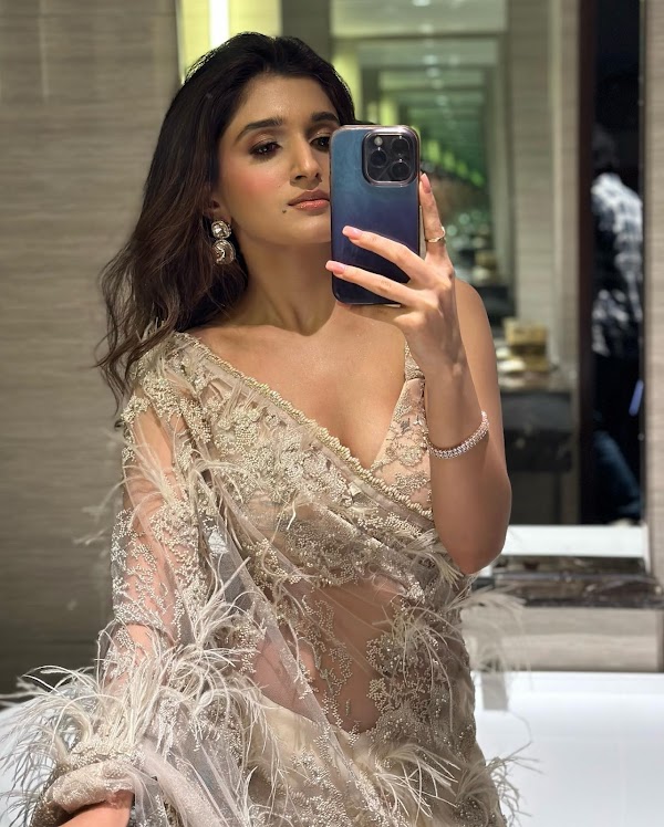 nidhi shah saree selfie hot actress