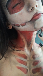 donuth, channel, annie leonhardt, SNK, attack on titan, maquillaje, body painting, titan hembre, annie, skull, 