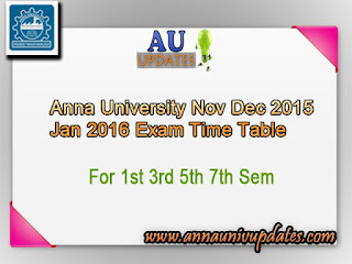 Anna University  Nov Dec 2015 Jan 2016 Time Table 