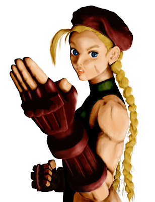 ilustração digital da personagem Cammy de Street Fighter feita no photoshop com luz, sombra e marcação de contraste