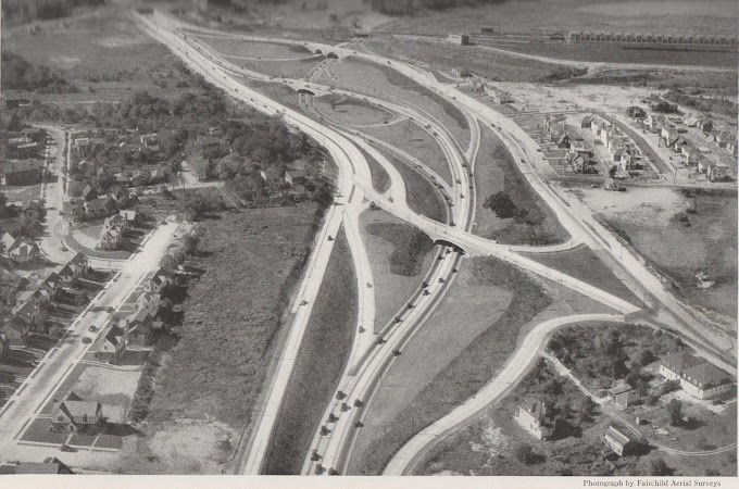 Grand Central Parkway, with its crossovers near Forest Hills - 1939
