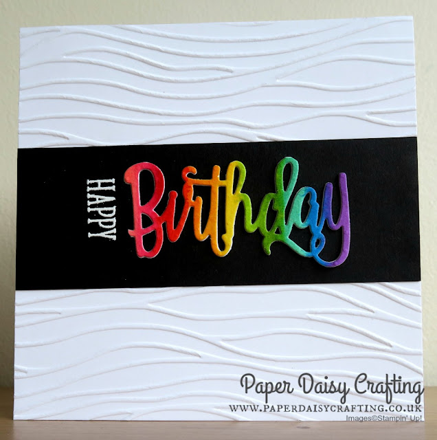 Rainbow card with Happy Birthday thinlits die from Stampin Up