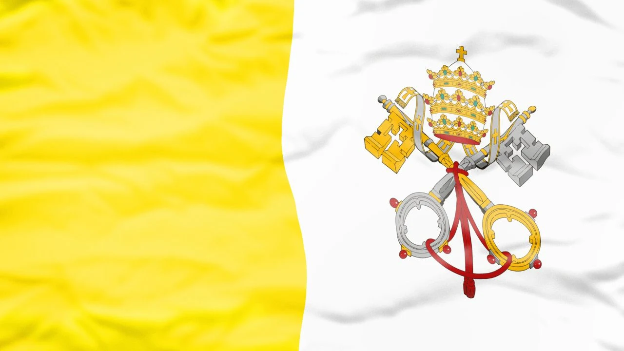 Vatican flag of Vatican fills the frame.