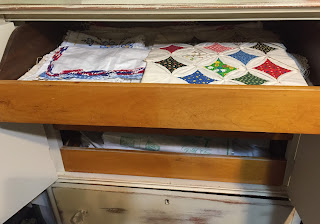 Linen drawer -organized hankie samples