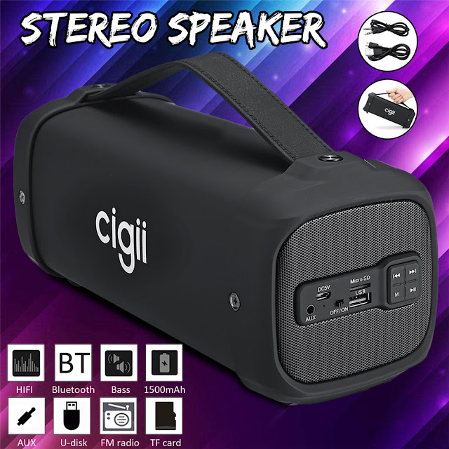  Portable Wireless Bluetooth Stereo Speaker Support FM Radio AUX Function TF Card