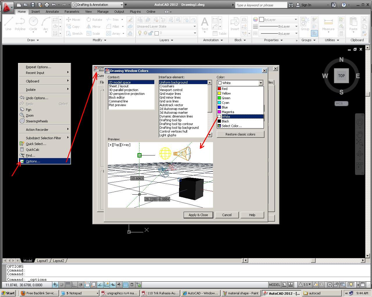 AutoCAD Change Background Color AutoCAD 2012