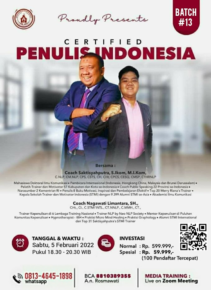 WA.0813-4645-1898 | Certified Penulis Indonesia (C.PI) Batch 13