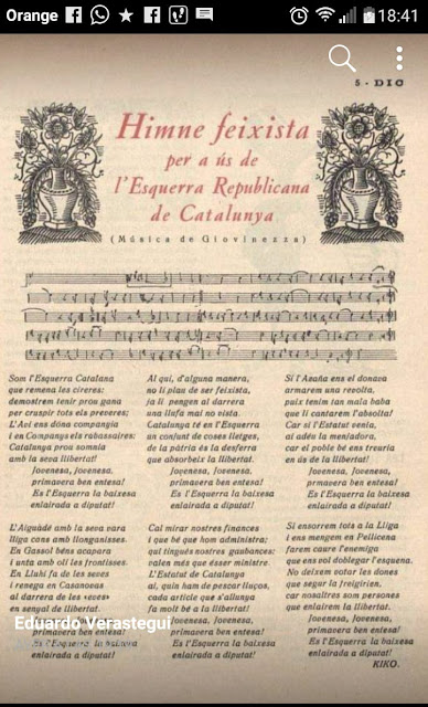 Himne feixista per a ús de l´Esquerra Republicana de Catalunya.