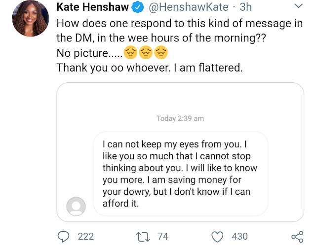 Fan Proposes To Kate Henshaw On Twitter and She Responds