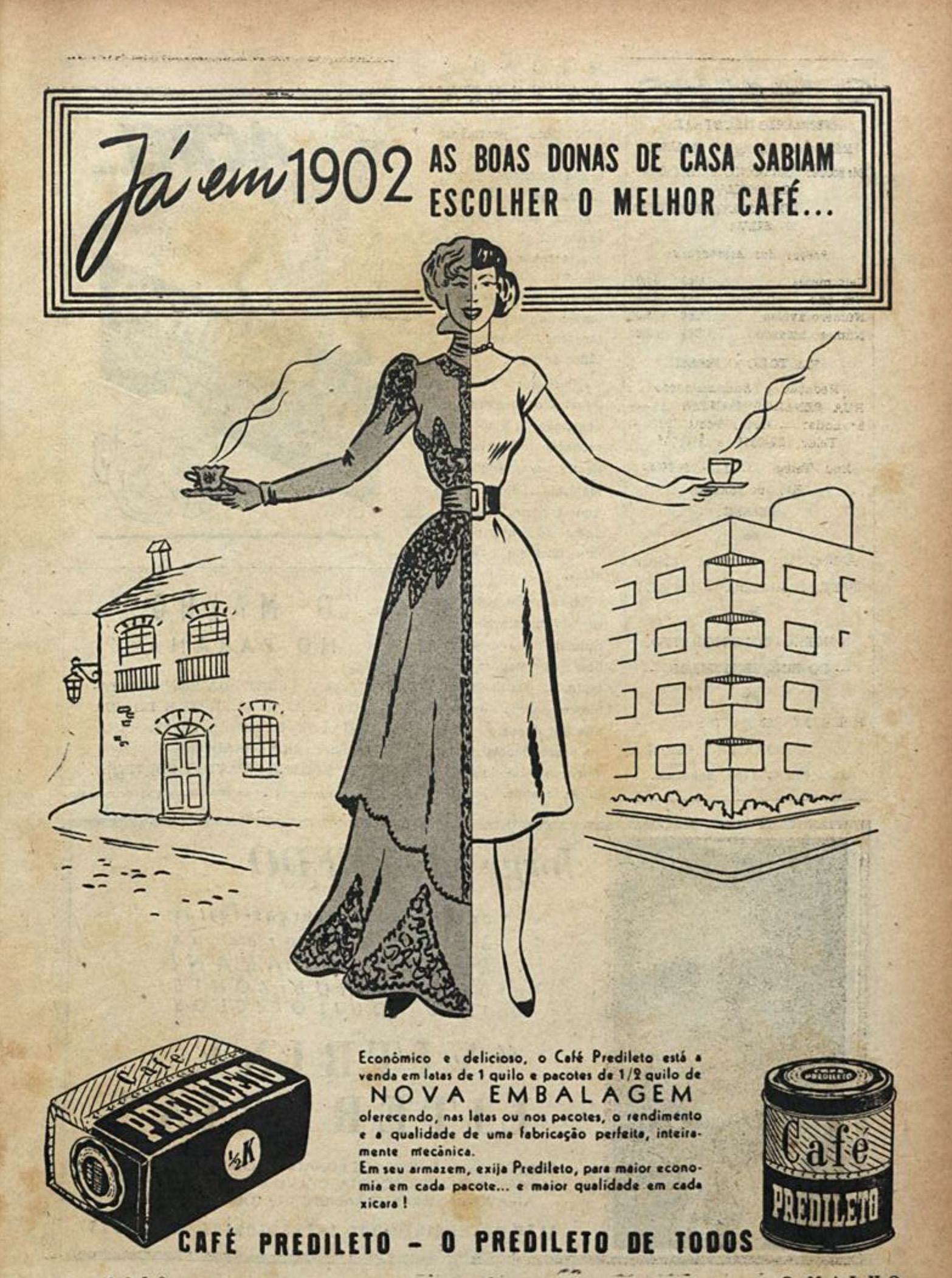 Anúncio do café Predileto mostrando sua tradição em 1952