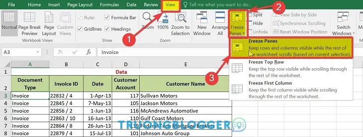 Hướng dẫn chi tiết cách cố định dòng, cột trong Excel