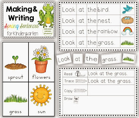 Making and Writing Spring Sentences for Kindergarten {vocab & sentence work}