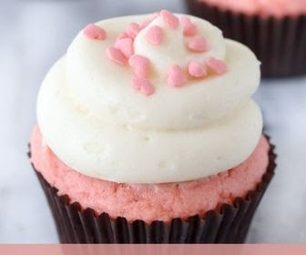 Pink Velvet Cupcakes with Cream Cheese Frosting
