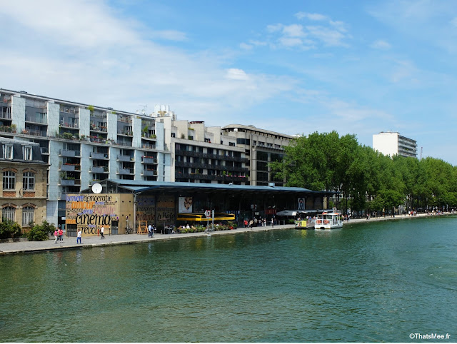 Bar exterieur 25 degrés est Paris Stalingrad canal Ourcq vue Seine bord de l'eau, vue sur la Seine et Mk2 Canal Ourcq