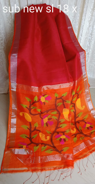 Linen Jamdani  Silk Saree 