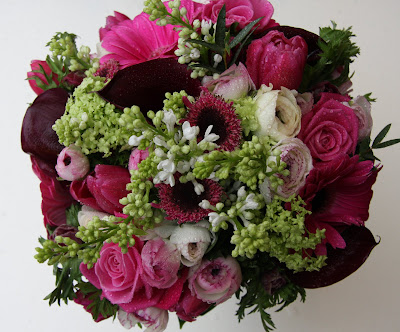 Hot Pink Black Spring Bridal Bouquet