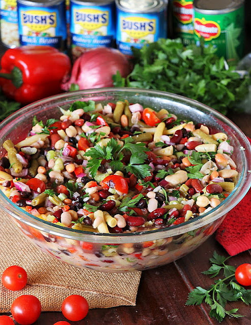 Large Mixing Bowl of Marinated 9-Bean Salad Image