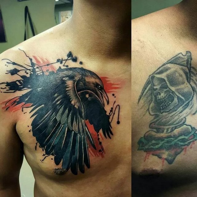 changing color tattoo to black and grey