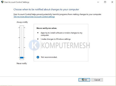 Cara Menghilangkan UAC (User Account Control) Windows 7/8/10