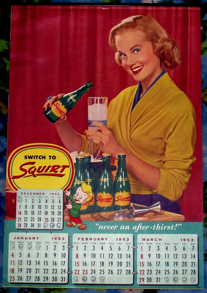 Genital Triangle Calendar. SQUIRT Soda (1953 calendar)