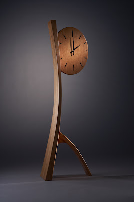 floor clock, cherry wood with ebony