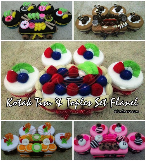 Produsen Kotak / Sarung / Tempat Tisu, Toples Kue Flanel Set Karakter Kartun Lucu, Murah Jakarta