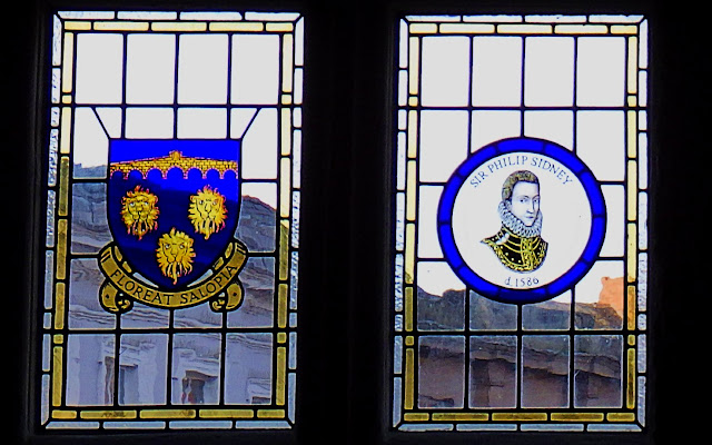 Twinning window at The 'Old Market Hall', Shrewsbury