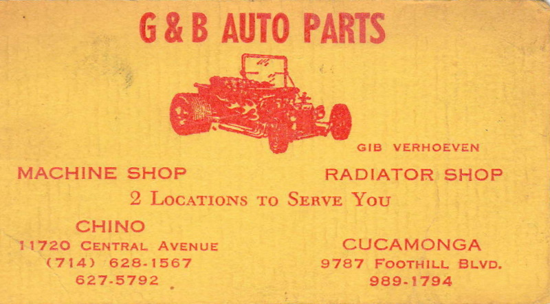 Vintage hot rod shop business cards