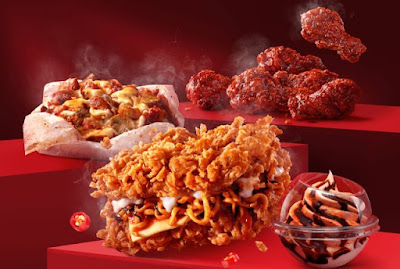 KFC Samyang Buldak Spicy Ramen Double Down.