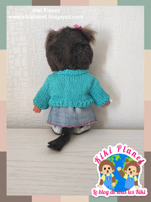 kiki Monchhichi pull sweater tricot knitted fait main handmade doll poupée