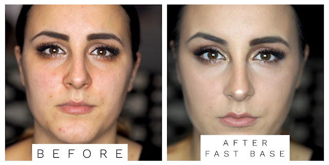 before and after Makeup Revolution Fast Base Foundation stick