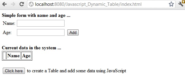 in table element javascript JavaScript HTML table generate Dynamically using