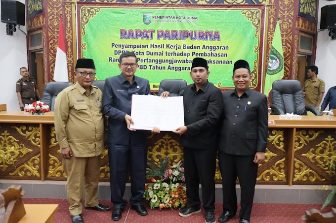 DPRD dan Pemerintah Tanda Tangani Berita Acara Persetujuan Ranperda Pertanggung Jawaban APBD Kota Dumai TA 2022