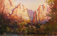 Roland Lee watercolor painting of Zion National Park