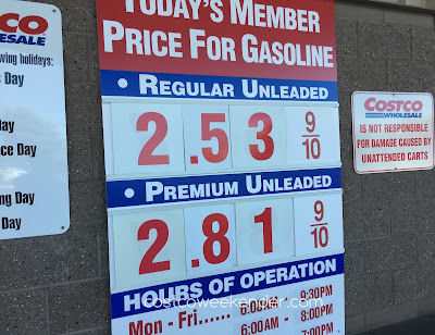 Costco gas for October 8, 2016 at Redwood City, CA