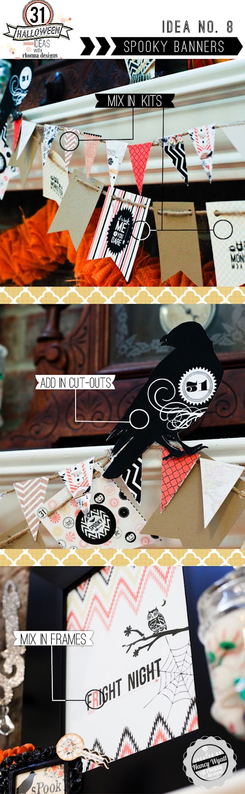 heart designs with banner  : Idea No. 8: 31 Halloween Ideas w/ Rhonna Designs - Spooky Banners
