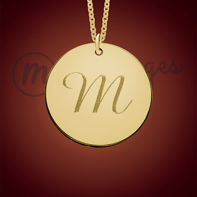 messages in metal gold monogram round personalised necklace