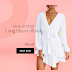 Best Cosonsen Women's Dress Deep V-Neck Long Sleeve Waist Tie Ruffle Mini Swing Skater Dresses
