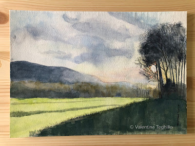 watercolour painting of Castle Meadows in Abergavenny