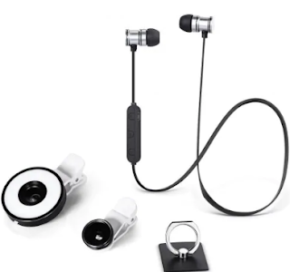 Bluetooth V4.2 Earphones Fisheye Macro Wide Angle Lens LED Fill Flash Ring