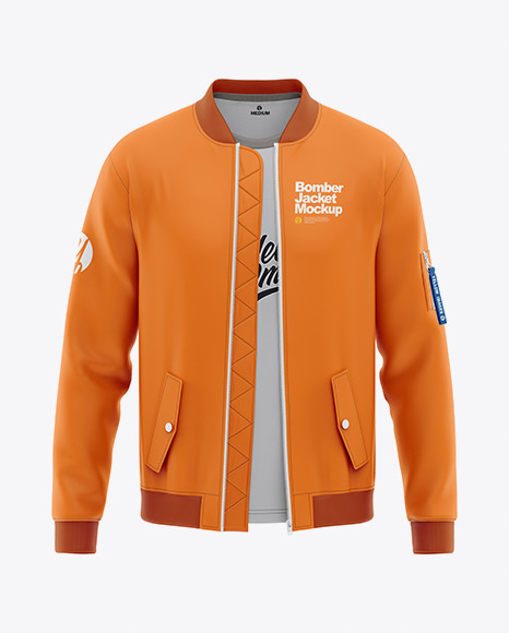 Download Men 39 S Bomber Jacket With T Shirt Mockup Front View