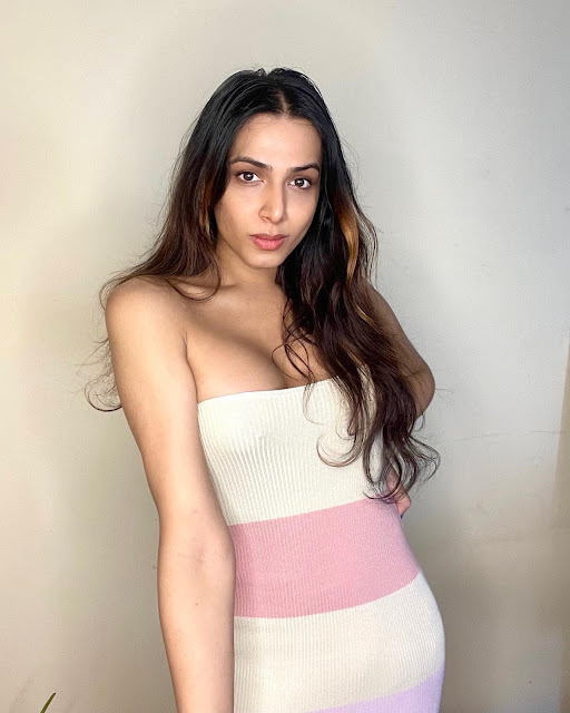 Nitasha Biswas – Most Beautiful India Transgender in Women's Strapless Knit Sweater Dress