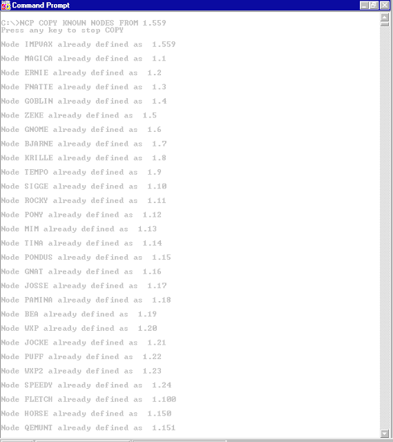 Supratim Sanyal's Blog: Copy DECnet Phase IV Node Databse from OpenVMS VAX server to Windows NT 4.0 running DEC Pathworks 32 7.4 over DECnet using NCP copy command