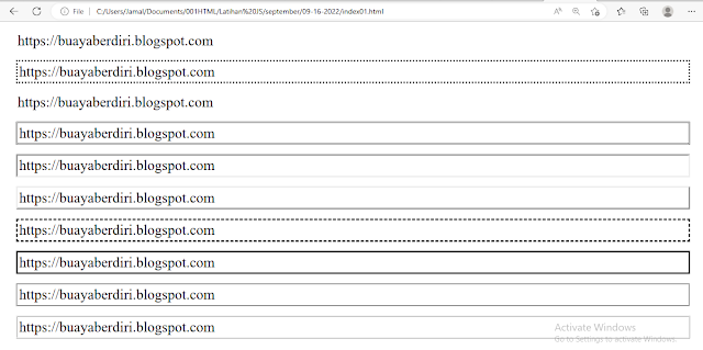 Border Styles Code dotted, none, hidden, double, inset, outlets, dashed, solid, groove, ridge in CSS