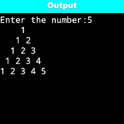 C program to print number pyramid pattern, number pyramid pattern, number patterns in C