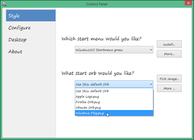 Selecting Start orb Style