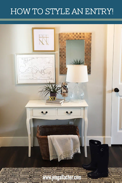 How to Style an Entry from www.jengallacher.com. #entrydecor #entrystyling